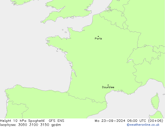 Height 10 hPa Spaghetti GFS ENS Mo 23.09.2024 06 UTC