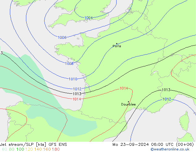 Polarjet/Bodendruck GFS ENS Mo 23.09.2024 06 UTC