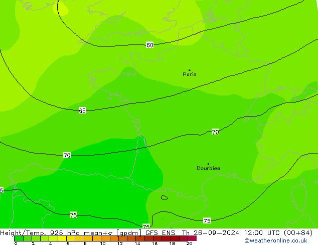 Height/Temp. 925 hPa GFS ENS  26.09.2024 12 UTC