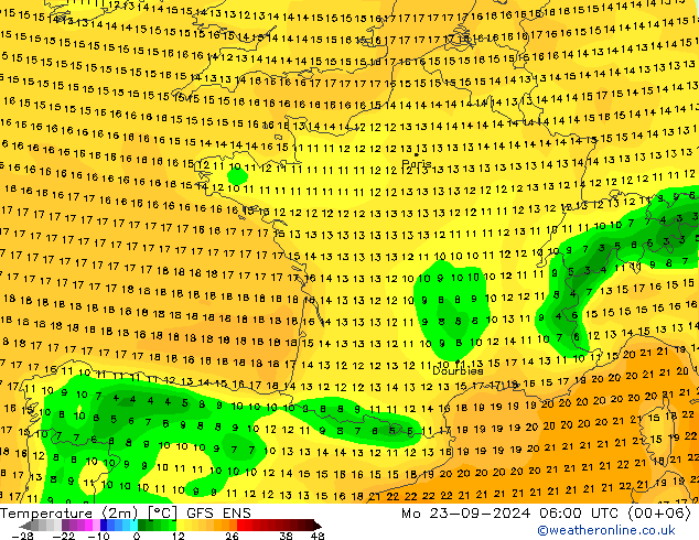 Temperaturkarte (2m) GFS ENS Mo 23.09.2024 06 UTC