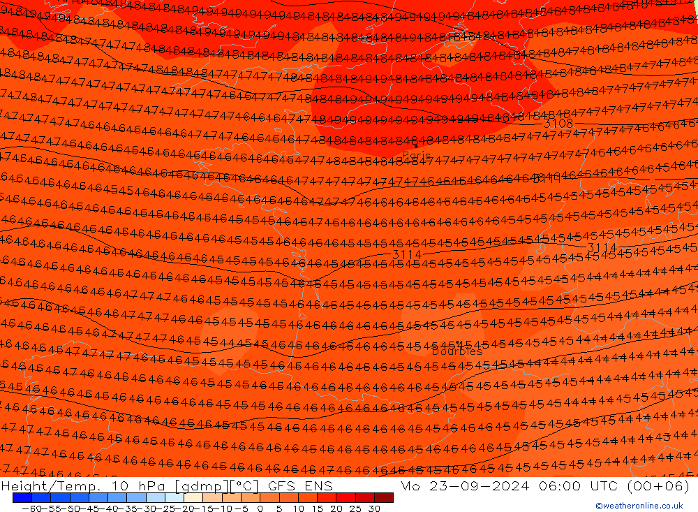 Height/Temp. 10 гПа GFS ENS пн 23.09.2024 06 UTC