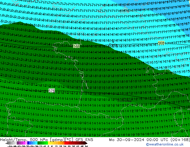 Height/Temp. 500 hPa GFS ENS Mo 30.09.2024 00 UTC