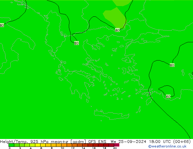 Height/Temp. 925 hPa GFS ENS śro. 25.09.2024 18 UTC