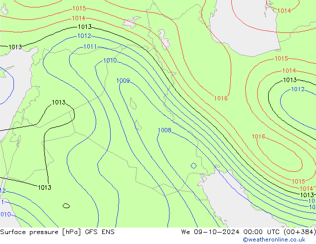 Presión superficial GFS ENS mié 09.10.2024 00 UTC