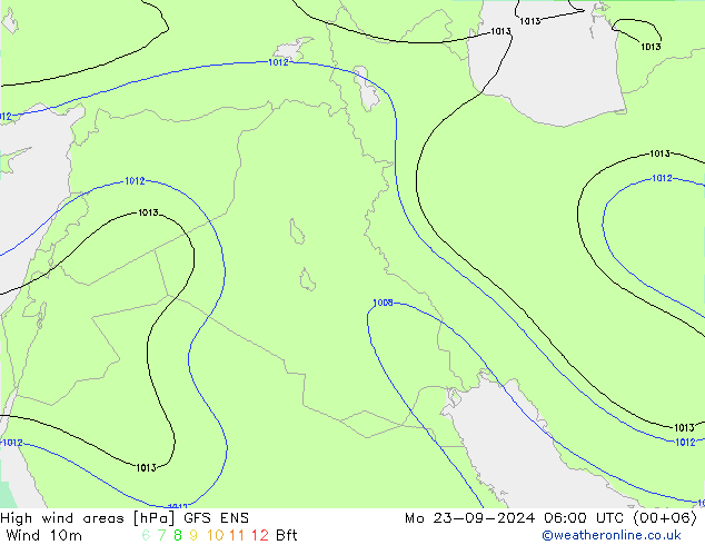 High wind areas GFS ENS lun 23.09.2024 06 UTC