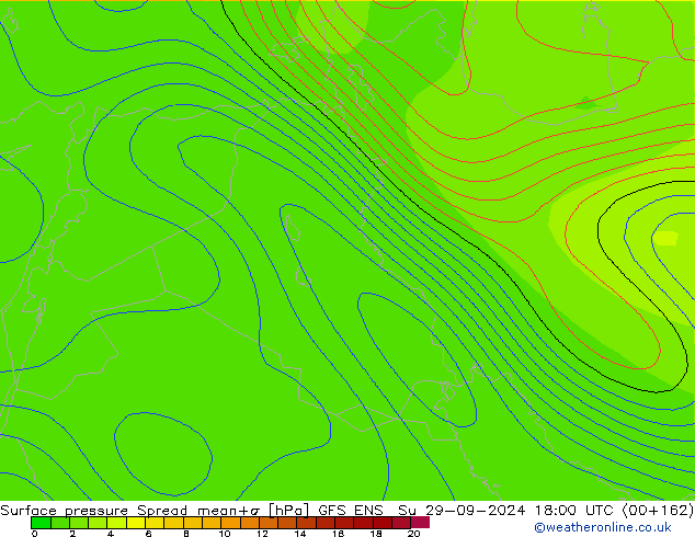 Pressione al suolo Spread GFS ENS dom 29.09.2024 18 UTC