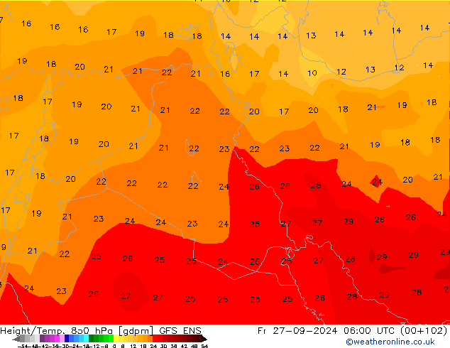 Height/Temp. 850 hPa GFS ENS Pá 27.09.2024 06 UTC