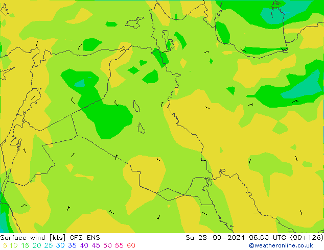 Vento 10 m GFS ENS sab 28.09.2024 06 UTC