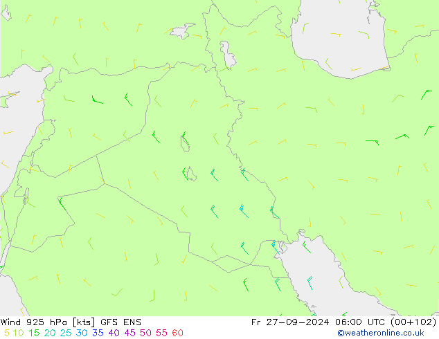 Wind 925 hPa GFS ENS Fr 27.09.2024 06 UTC