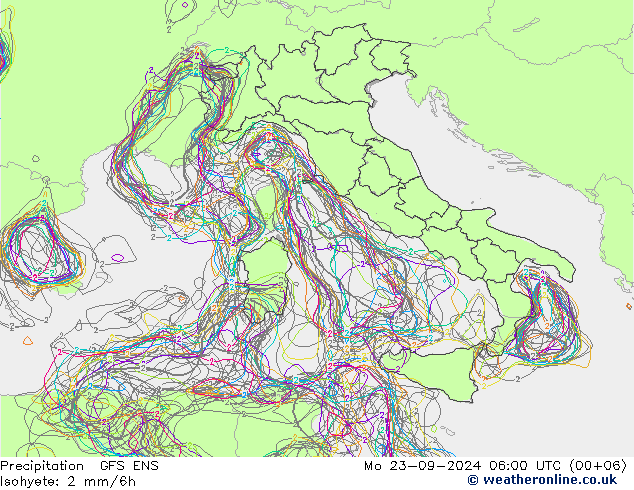 Srážky GFS ENS Po 23.09.2024 06 UTC