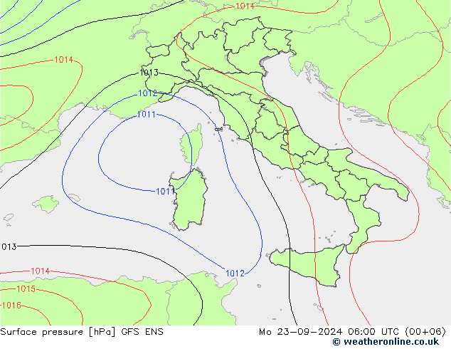 Presión superficial GFS ENS lun 23.09.2024 06 UTC