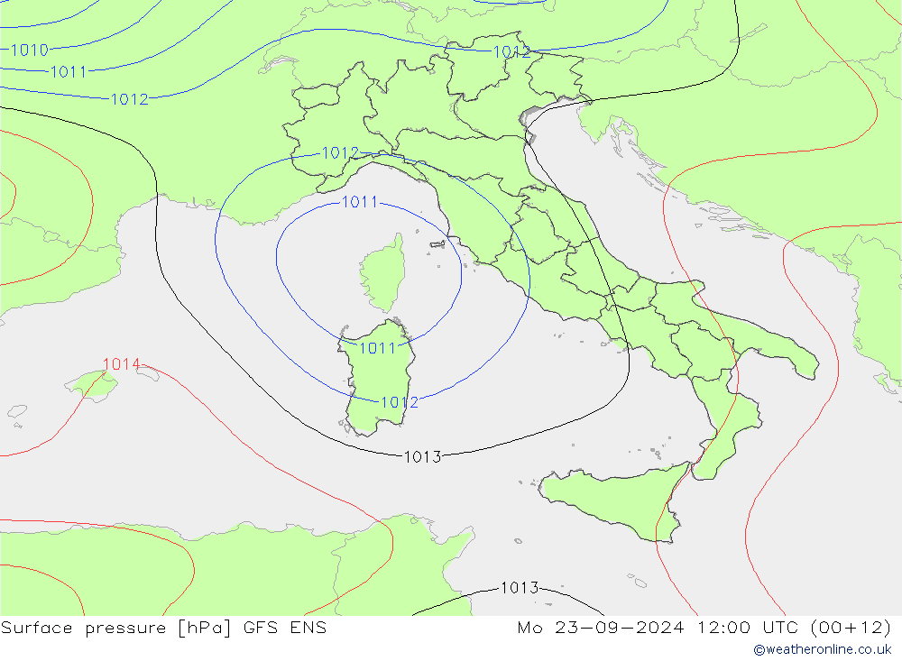 Surface pressure GFS ENS Mo 23.09.2024 12 UTC