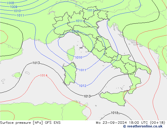 Surface pressure GFS ENS Mo 23.09.2024 18 UTC