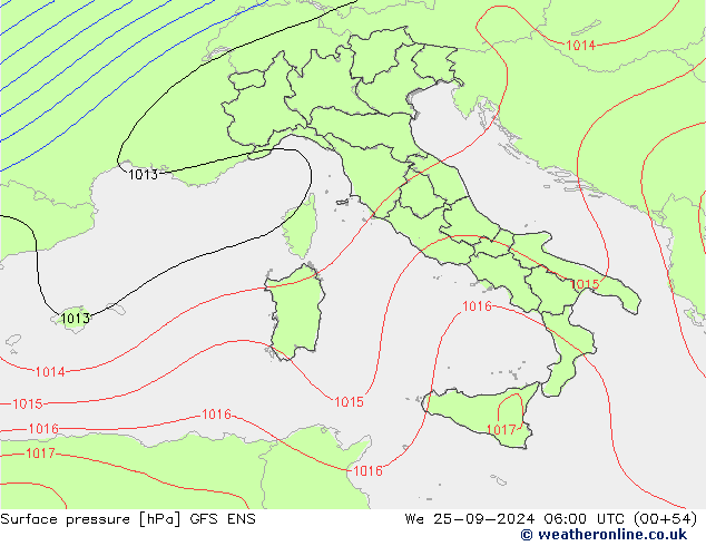 Surface pressure GFS ENS We 25.09.2024 06 UTC