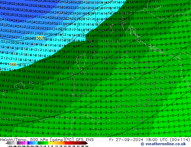 Géop./Temp. 500 hPa GFS ENS ven 27.09.2024 18 UTC