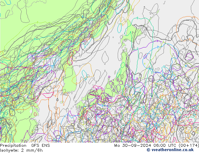 Neerslag GFS ENS ma 30.09.2024 06 UTC