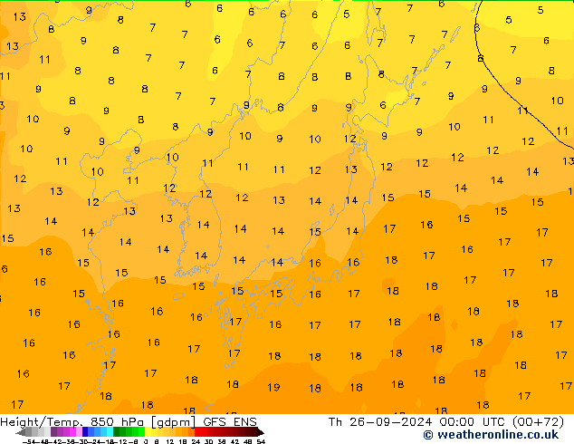 Height/Temp. 850 hPa GFS ENS gio 26.09.2024 00 UTC