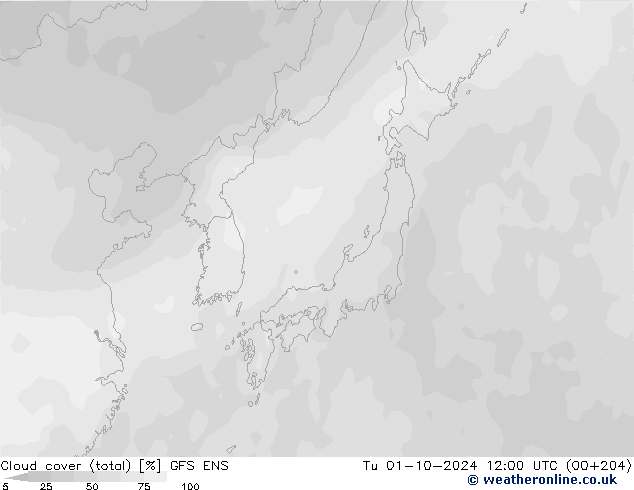 nuvens (total) GFS ENS Ter 01.10.2024 12 UTC