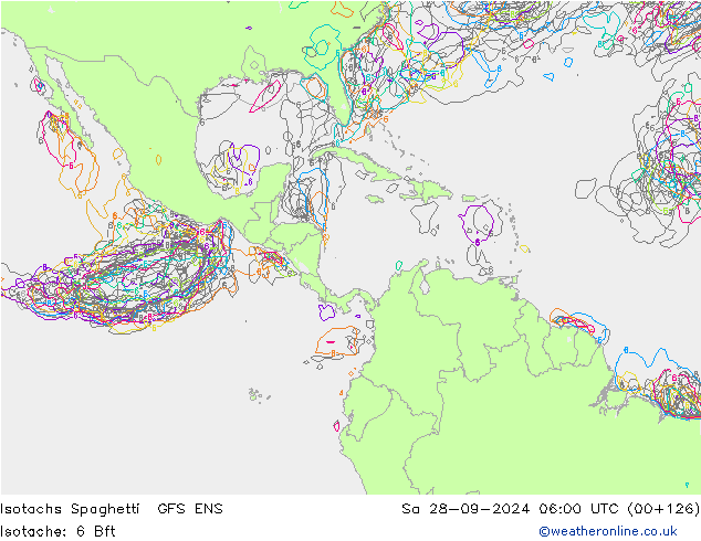 Isotachs Spaghetti GFS ENS сб 28.09.2024 06 UTC