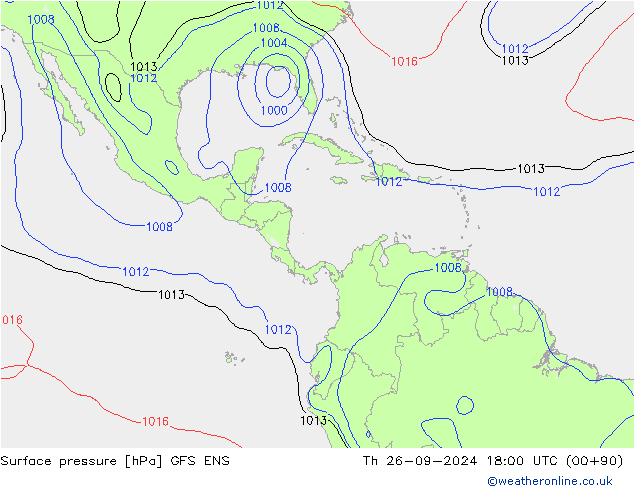 Presión superficial GFS ENS jue 26.09.2024 18 UTC