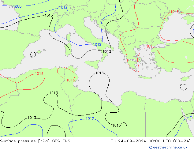 Atmosférický tlak GFS ENS Út 24.09.2024 00 UTC