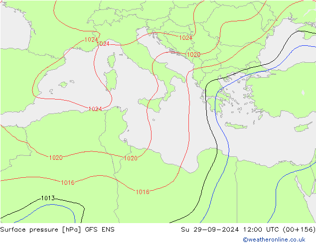 Surface pressure GFS ENS Su 29.09.2024 12 UTC