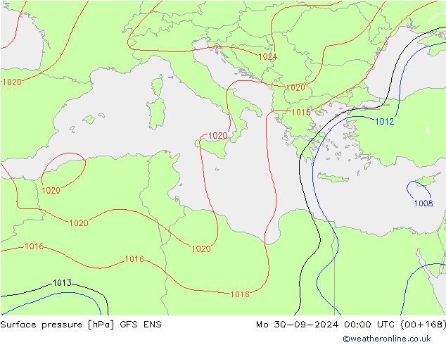 Pressione al suolo GFS ENS lun 30.09.2024 00 UTC