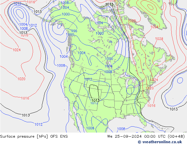 Pressione al suolo GFS ENS mer 25.09.2024 00 UTC