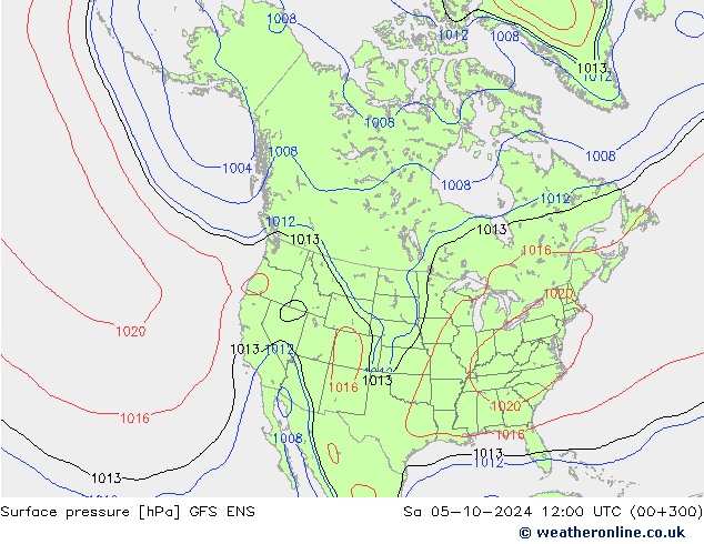 Atmosférický tlak GFS ENS So 05.10.2024 12 UTC