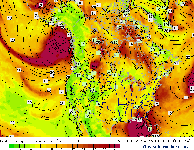 Isotachen Spread GFS ENS do 26.09.2024 12 UTC