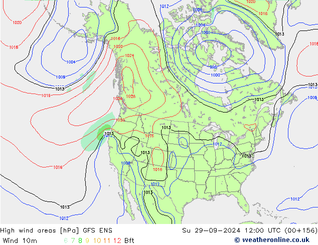 High wind areas GFS ENS Su 29.09.2024 12 UTC