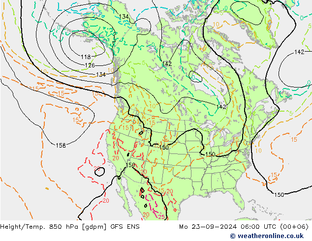 Height/Temp. 850 hPa GFS ENS Mo 23.09.2024 06 UTC