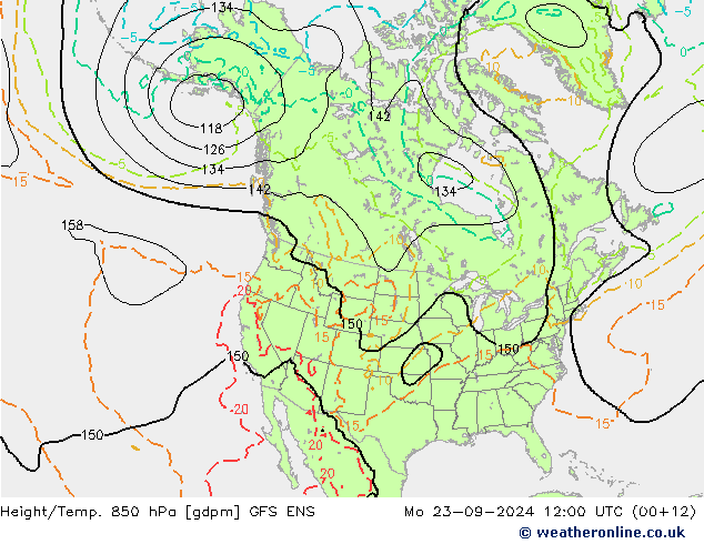 Height/Temp. 850 hPa GFS ENS lun 23.09.2024 12 UTC