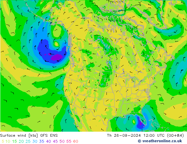 Surface wind GFS ENS Th 26.09.2024 12 UTC