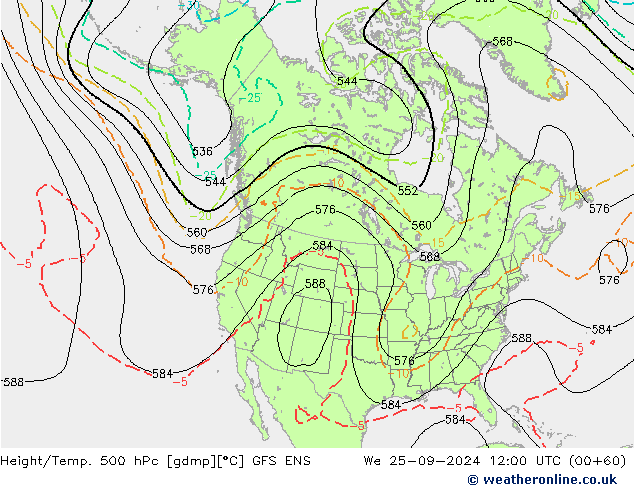 Height/Temp. 500 hPa GFS ENS  25.09.2024 12 UTC