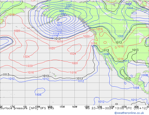 Surface pressure GFS ENS Mo 23.09.2024 12 UTC