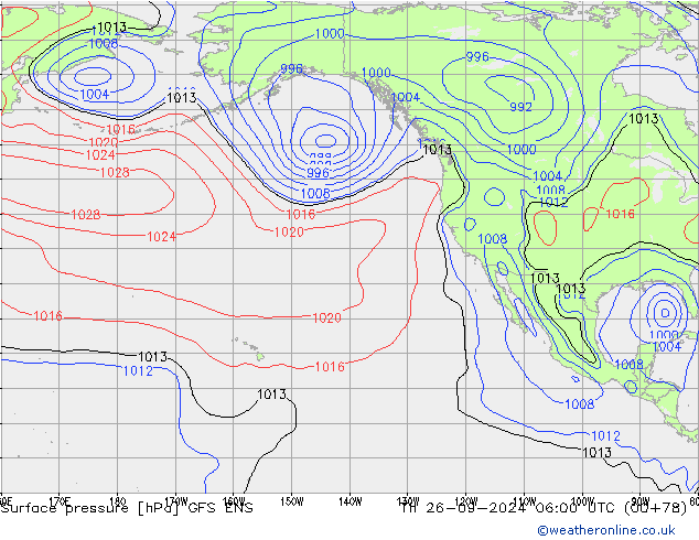 Surface pressure GFS ENS Th 26.09.2024 06 UTC