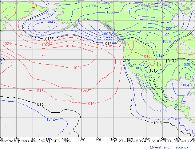 Surface pressure GFS ENS Fr 27.09.2024 06 UTC