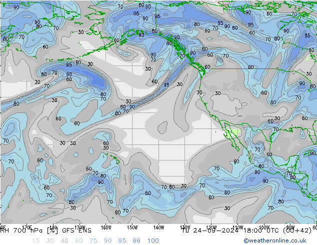 RH 700 hPa GFS ENS  24.09.2024 18 UTC