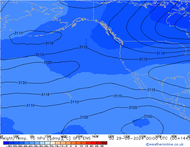 Geop./Temp. 10 hPa GFS ENS dom 29.09.2024 00 UTC