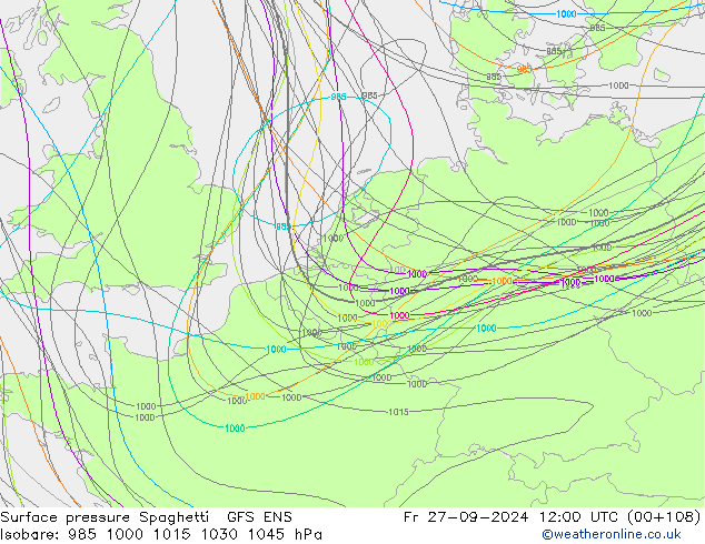 Yer basıncı Spaghetti GFS ENS Cu 27.09.2024 12 UTC