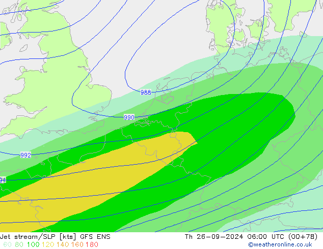 Corriente en chorro GFS ENS jue 26.09.2024 06 UTC