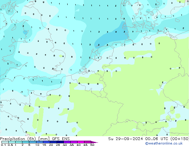 осадки (6h) GFS ENS Вс 29.09.2024 06 UTC