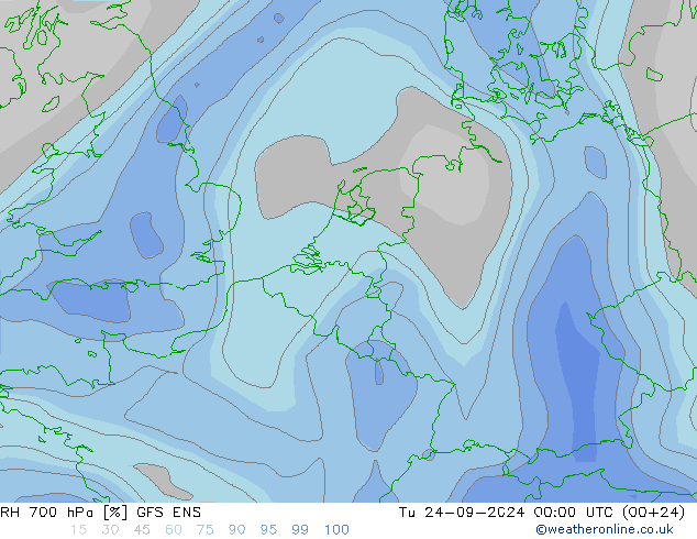 RH 700 hPa GFS ENS Di 24.09.2024 00 UTC