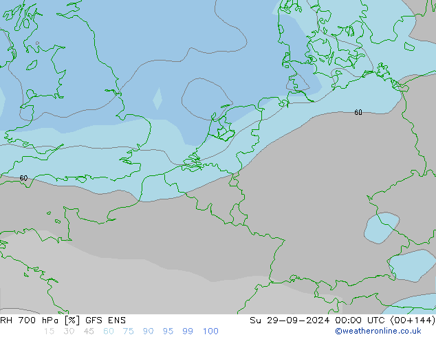 RH 700 hPa GFS ENS  29.09.2024 00 UTC