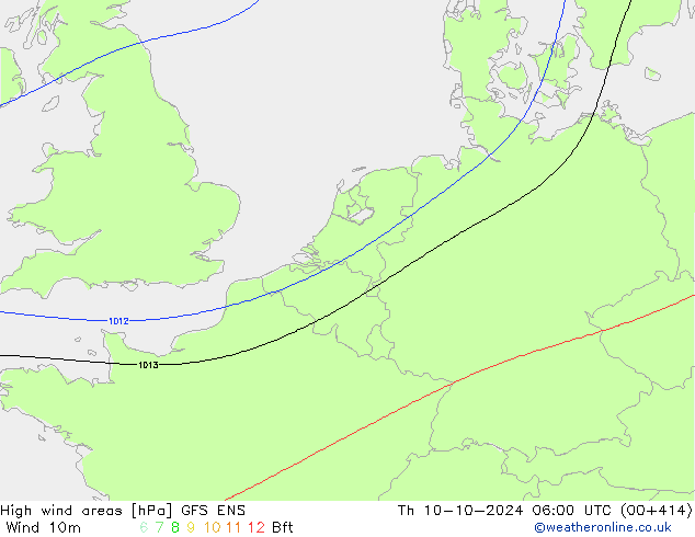 High wind areas GFS ENS чт 10.10.2024 06 UTC