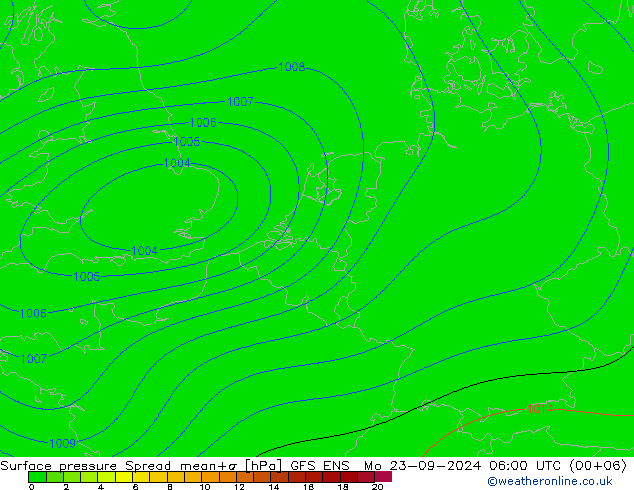 Surface pressure Spread GFS ENS Mo 23.09.2024 06 UTC