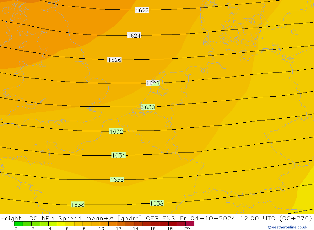 Height 100 hPa Spread GFS ENS Fr 04.10.2024 12 UTC