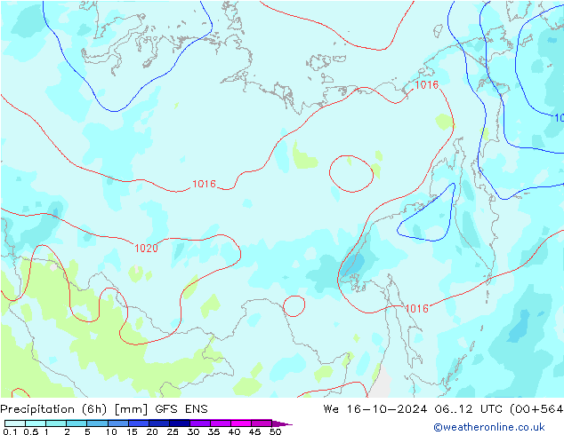 Precipitation (6h) GFS ENS We 16.10.2024 12 UTC