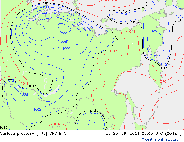 Surface pressure GFS ENS We 25.09.2024 06 UTC